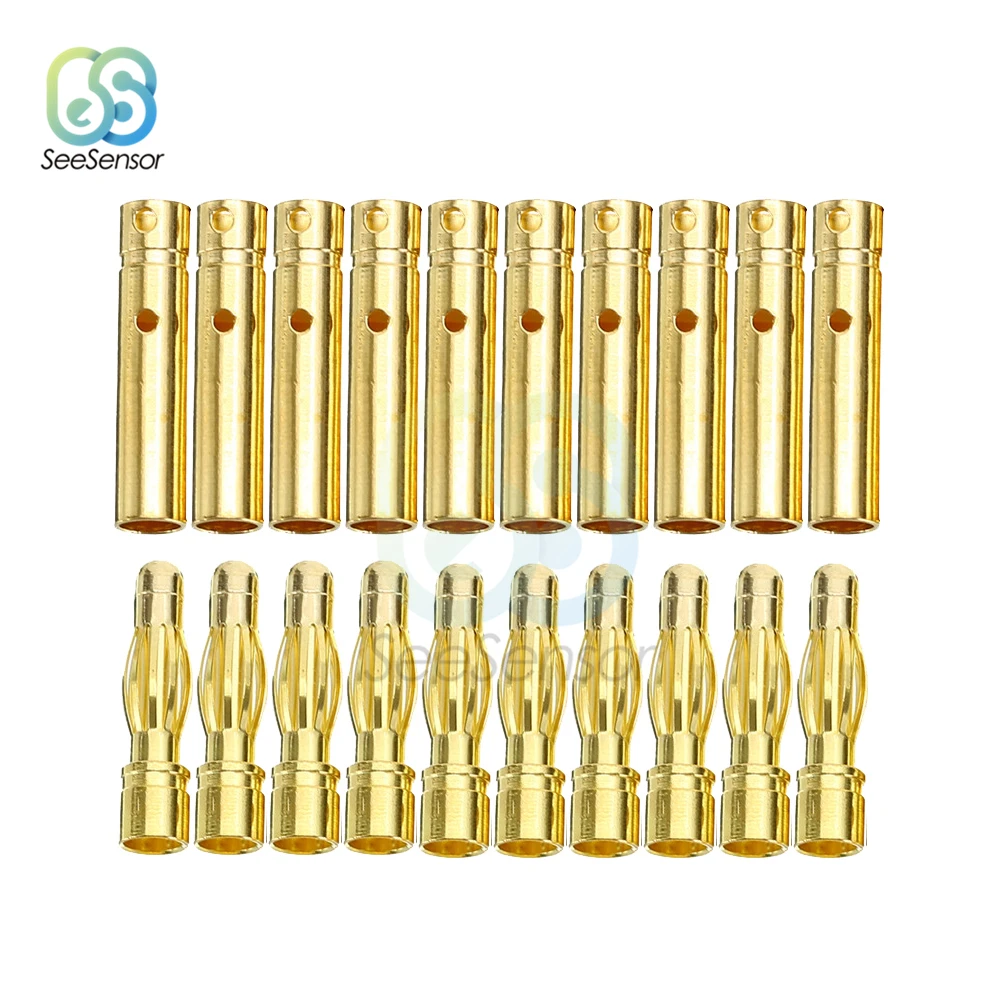 

10Pair 20pcs 3.5mm Gold-plated Bullet Banana Plug Male Female Bullet Banana Connector for RC Battery Motor