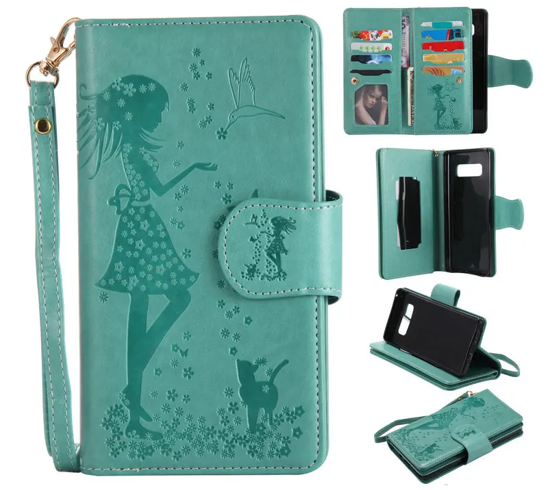 Для Samsung Galaxy Note 8 чехол Магнитный 2 в 1 9 слотов для карт кошелек флип Note8 с