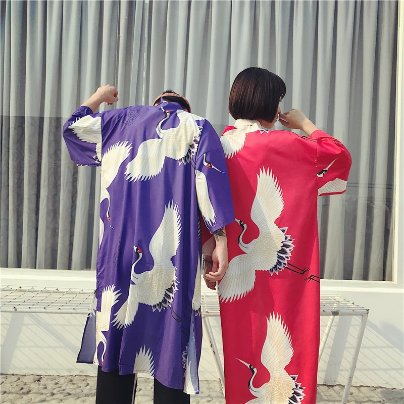 

Beach Long Coat Women Sun Protection Yukuta Kimono Thin Belt 3/4 Sleeve Boyfriend Fashion Streetwear Jacket Tops New 904-A501