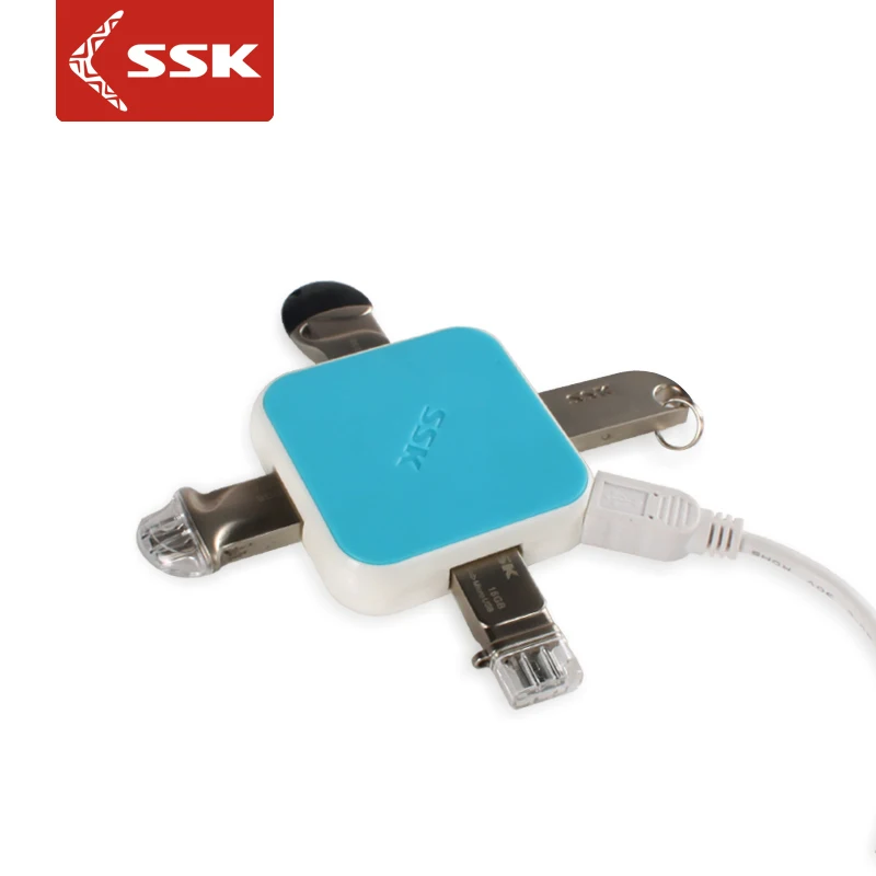 Цветной Расширенный USB2.0 концентратор SSK с 4 usb портами быстрая скорость 480 Мбит/с