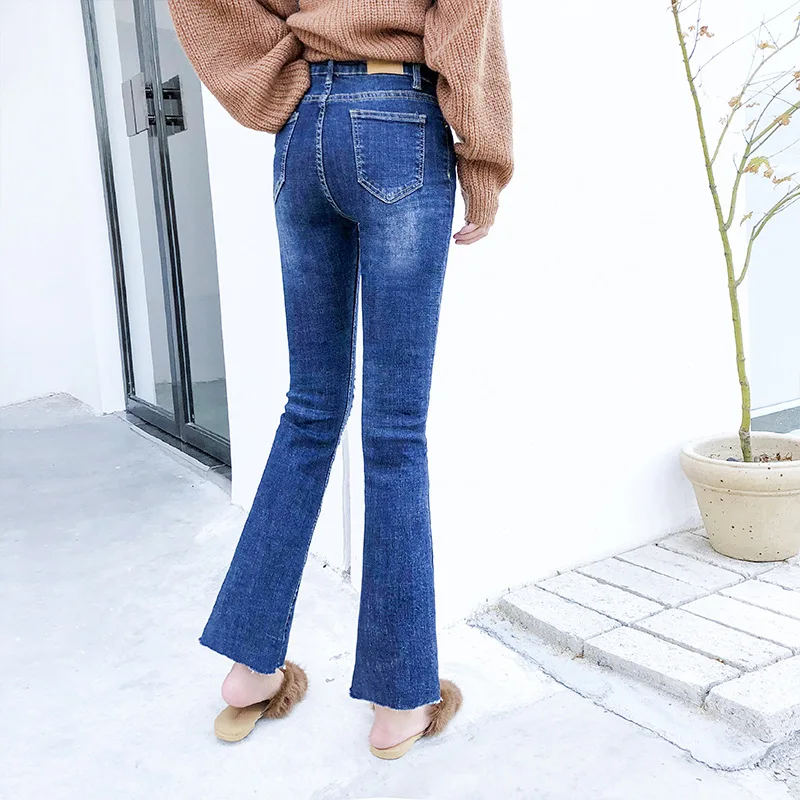 2019 весенние женские джинсы клёш винтажный Ретро стиль низ Тощий Высокая талия