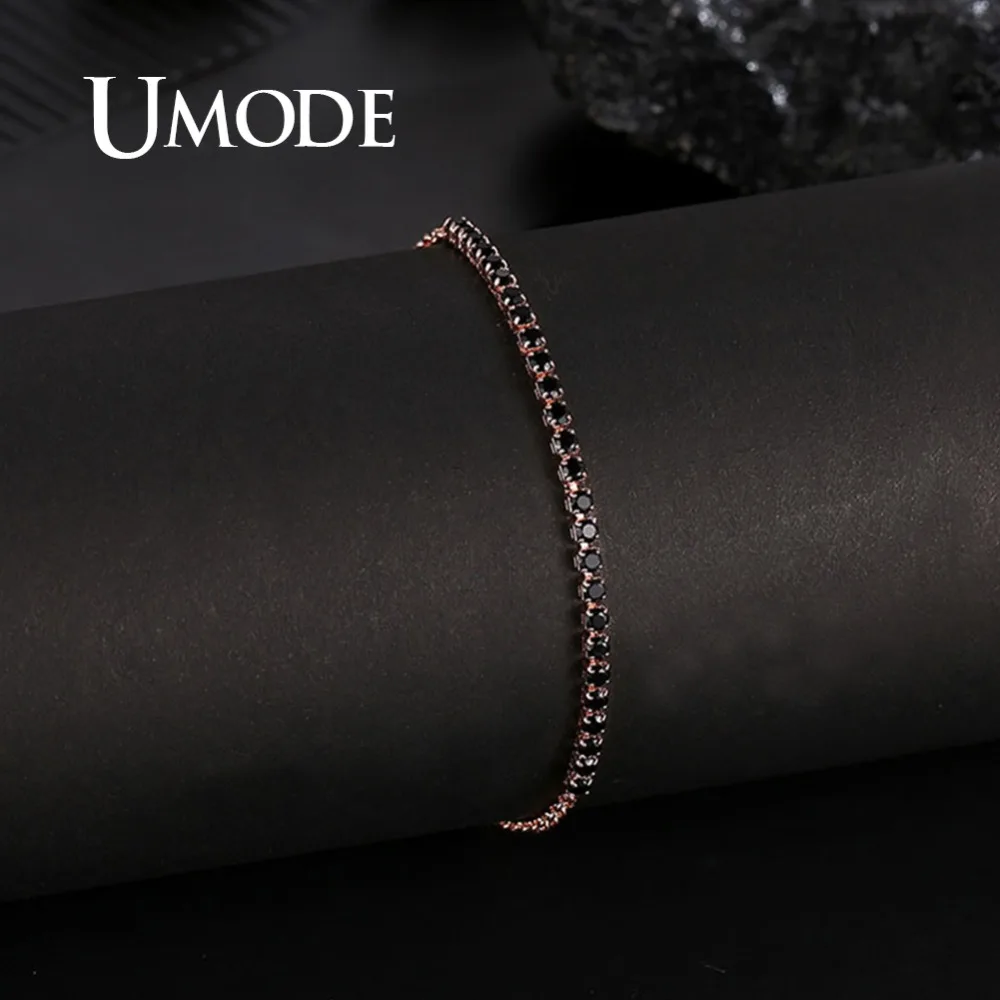 UMODE, 6 цветов, модные женские теннисные браслеты, циркониевая цепочка, розовое золото, женские модные ювелирные изделия для девочек UB0128