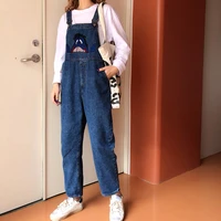 women overalls fashion loose jeans pants high waist korean version spring or autumn