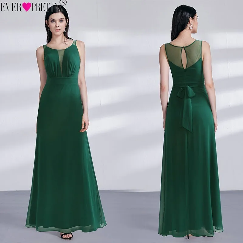 Vestido Novia Ever Pretty EZ07477DG элегантные темно-зеленые трапециевидные Длинные платья для матери невесты Иллюзия Свадебные вечерние платья