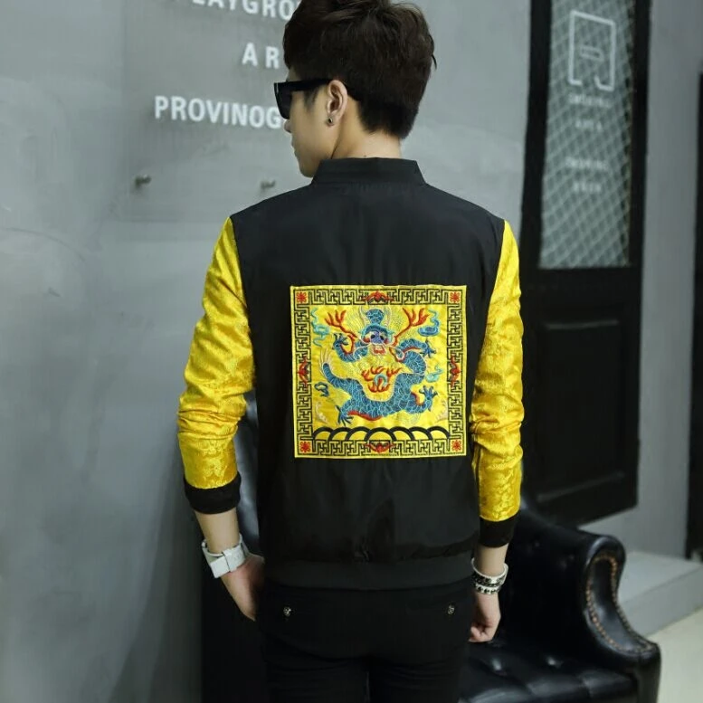 Молодежная тонкая куртка-бомбер Мужская осенняя куртка с вышивкой Классические