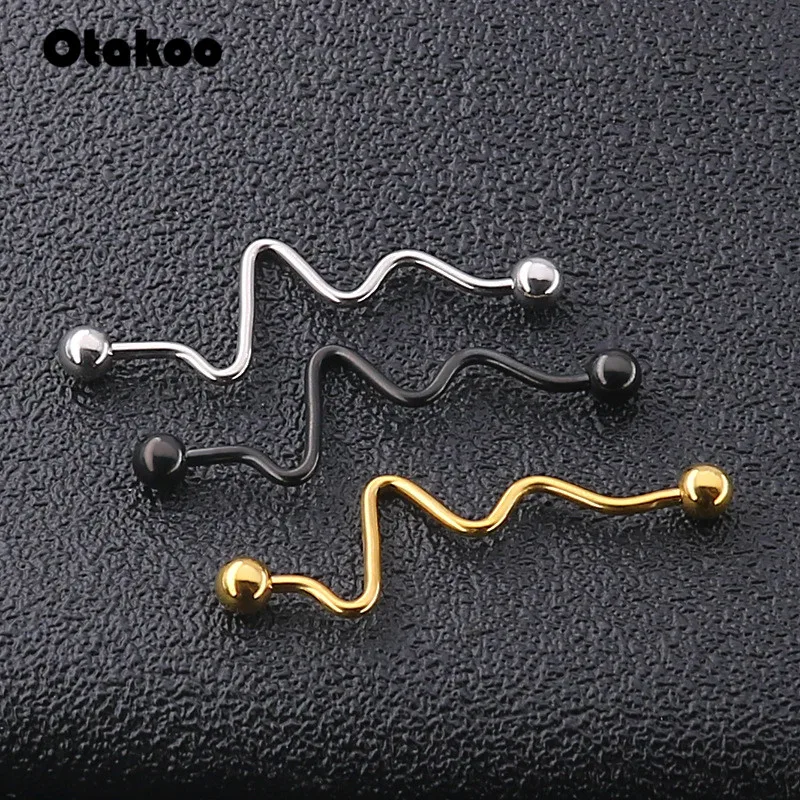 Otakoo хирургические стальные витые спиральные промышленные серьги для пирсинга