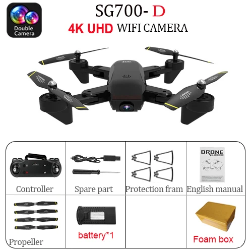 B 4K 1B SG700-S Дрон 2,4 Ghz 4CH широкоугольный WiFi 4K оптический поток двойная камера RC вертолет RC Квадрокоптер для селфи, Дрон с камерой HD - Цвет: B 4K 1B