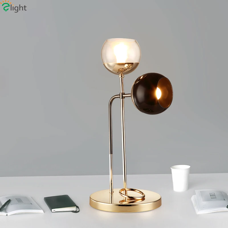 Современная простая стеклянная Светодиодная настольная лампа Luminaria Lustre Gold Metal