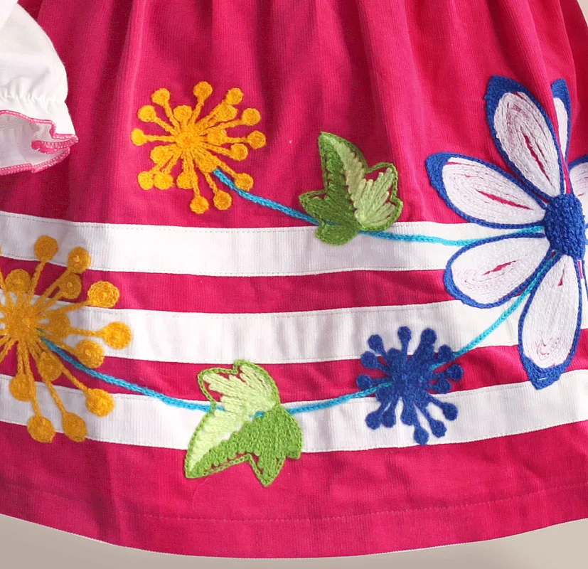 Новая одежда для девочек платье с вышитыми бабочками и цветами + футболки