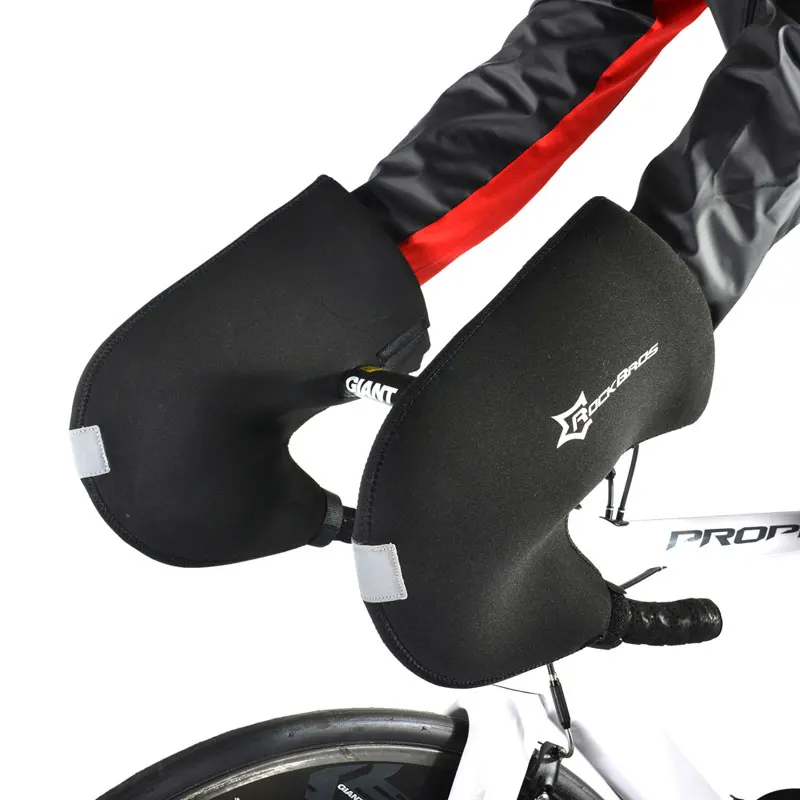 Road Bicycle Rockbros, велосипедные зимние теплые перчатки, MTB, велосипедный руль, водонепроницаемый, ветрозащитный, сохраняет тепло, покрытие, длинные перчатки, перчатки для верховой езды - Цвет: Road Bicycle