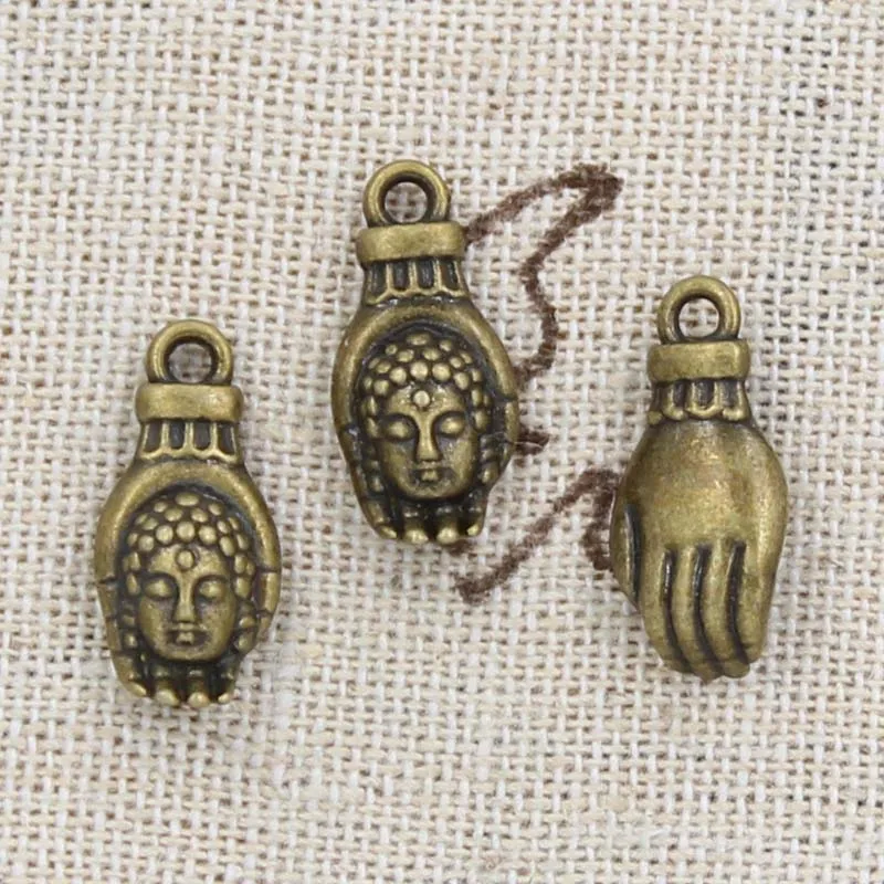 Ожерелье из 8 штук античных подвесок Будда-ладони буддизма 18x8 мм, подходит для винтажных тибетских бронзовых и серебряных украшений, ручной работы.