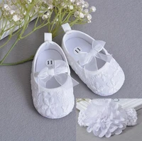 soft sole flower newborn baby girl christening shoes headband set 2021 lovely chaussure fille infantil menina first walkers