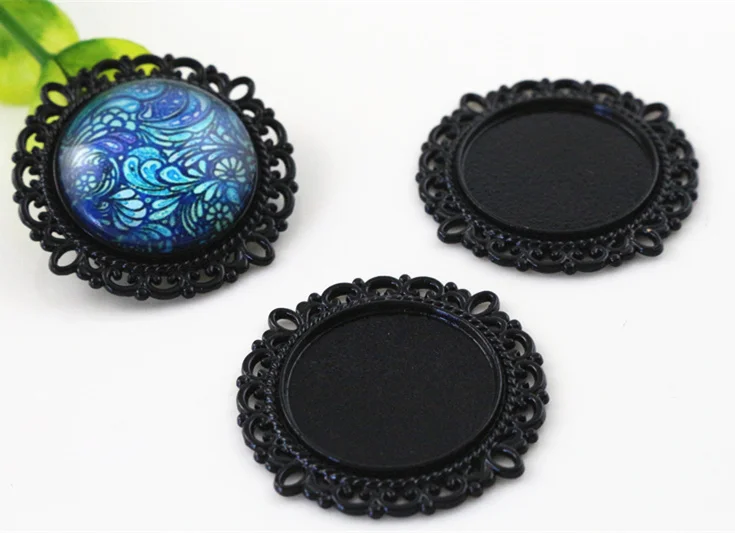 

10pcs 20mm Inner Size Black plated Simple Style Cabochon Base Setting Charms Pendant (D3-71)