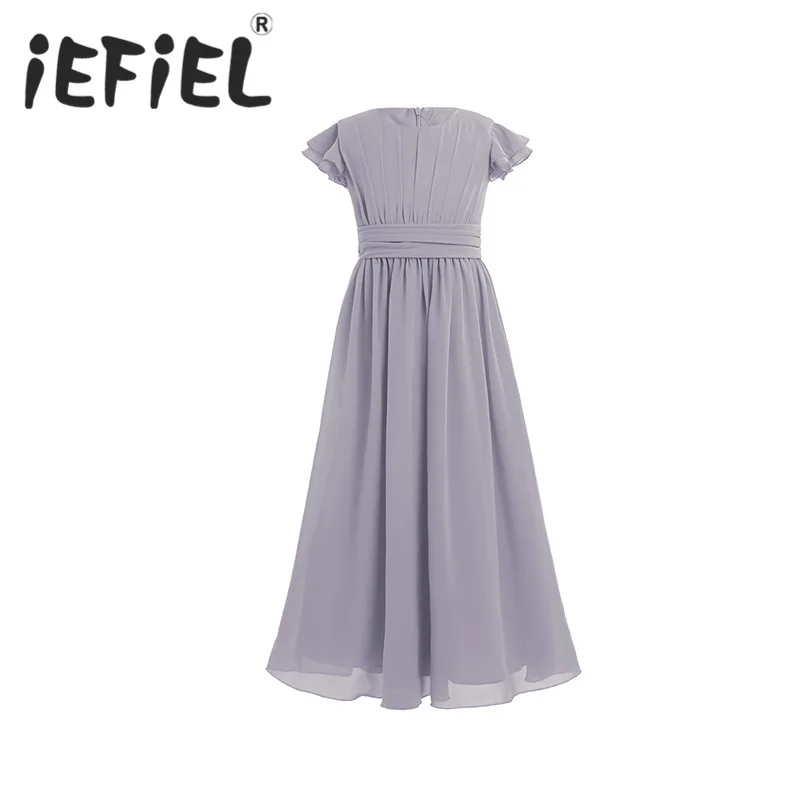 iEFiEL Kids Flower Girls Bridesmaid Wedding Bridal Dress Girl Elegant Events Party Prom Tulle Tutu Chiffon Bow | Детская одежда и