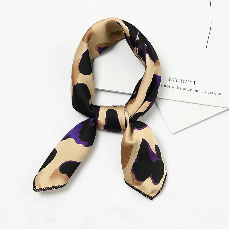 Украшает модные 50*50 см с леопардовым принтом scarfsilk волос шарфы упругой квадратный детские трусы для девочки, шарф, шарфы, сатин Сумочка шарф тощий - Цвет: S-8(13)