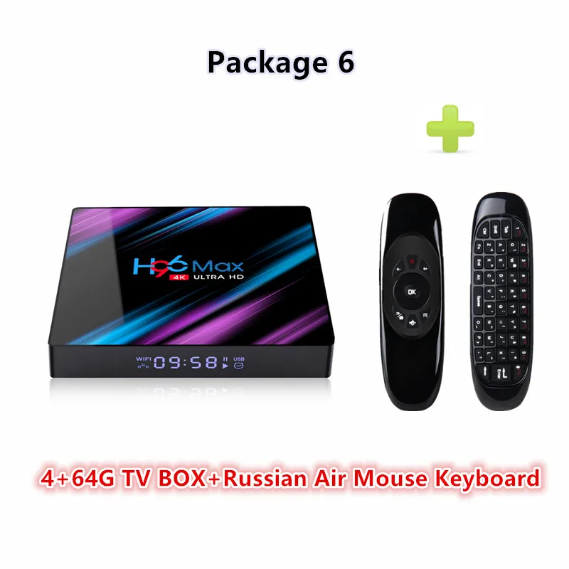 HAAYOT H96 MAX Смарт Android 9,0 ТВ приставка 4G 64G RK3318 четырехъядерный 2,4G+ 5G двойной Wifi BT4.0 ТВ приставка 4K HD H.265 медиаплеер - Цвет: 4G 64G RU Air Mouse