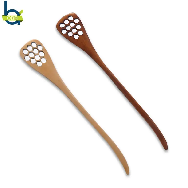 OBR деревянная медовая расческа полый медовый ложка кофейная чайная мешалка