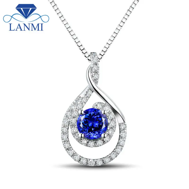 LANMI AAA подвески из натурального танзанита круглый 5 мм натуральный камень 18K Белое