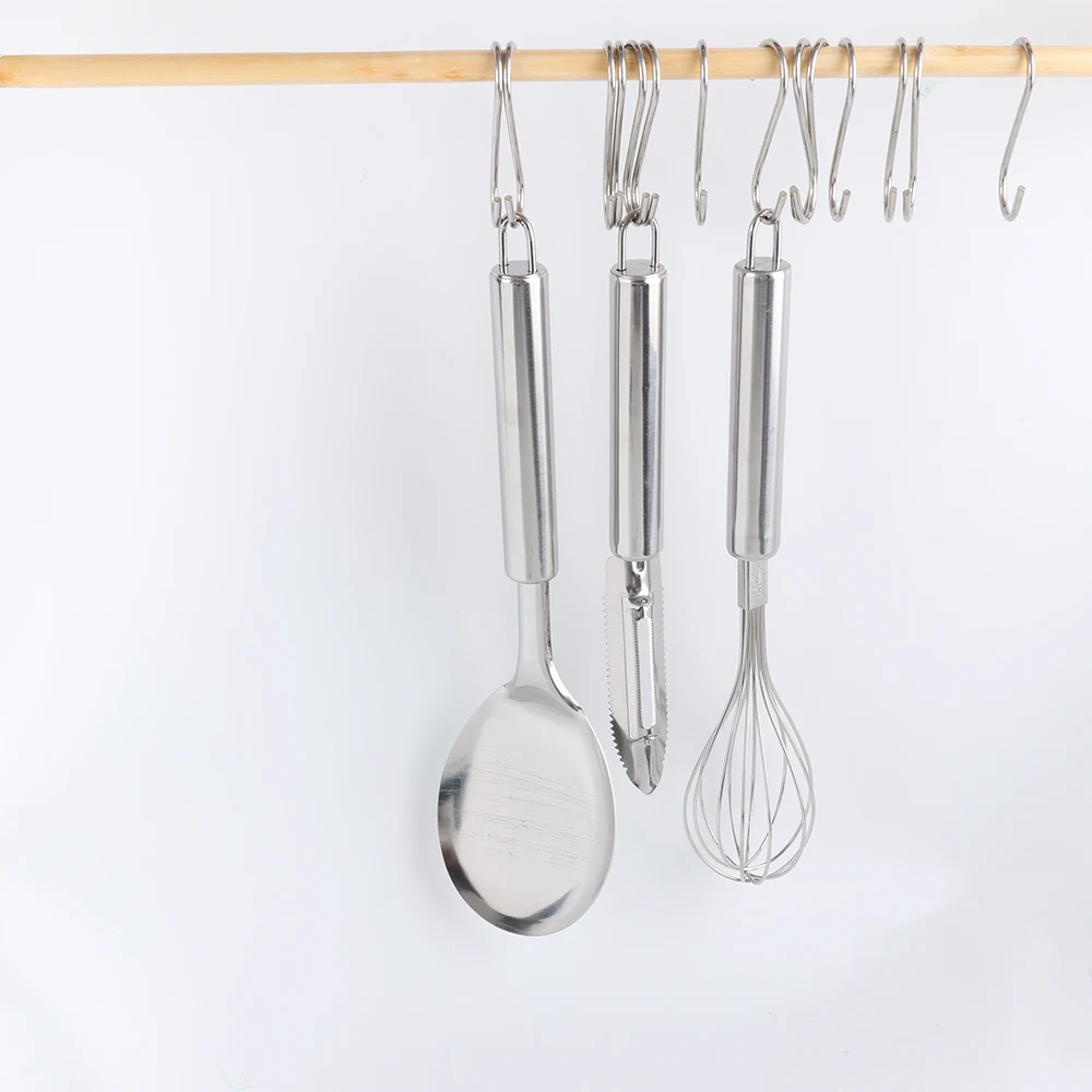 

5pcs Stainless Steel Multifunction Hanger Storage Holders Organizer S Shaped Hook Kitchen Household Tableware