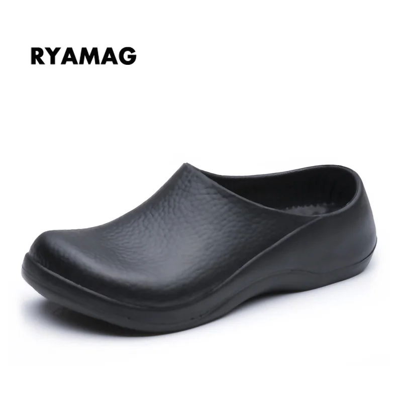 Ryamag New Men's Chef Kitchen Working Slippers Clogs Men Garden Shoes Summer Breathable Beach Flat With Mules EVA | Обувь
