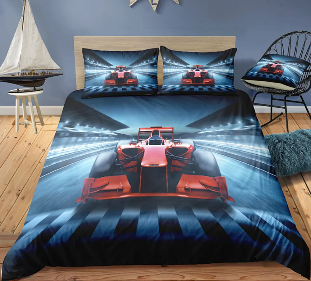 

Thumbedding Dropship Red Car Racing Bedding Set King Size 100% Microfiber Twin Full Queen 3D Duvet Cover With Pillowcase
