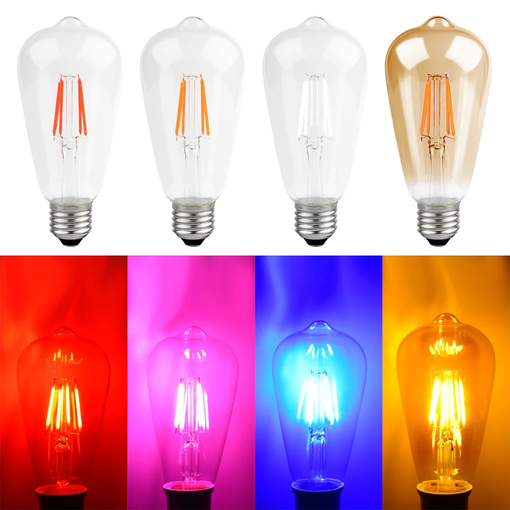 GLSZ Edison ЛАМПЫ 4 Вт светодиодный лампы E27 ST64 лампа накаливания Эдисона 220V Промышленный Настенный декор Винтаж подвесной светильник в стиле ретро лампа для Гостиная