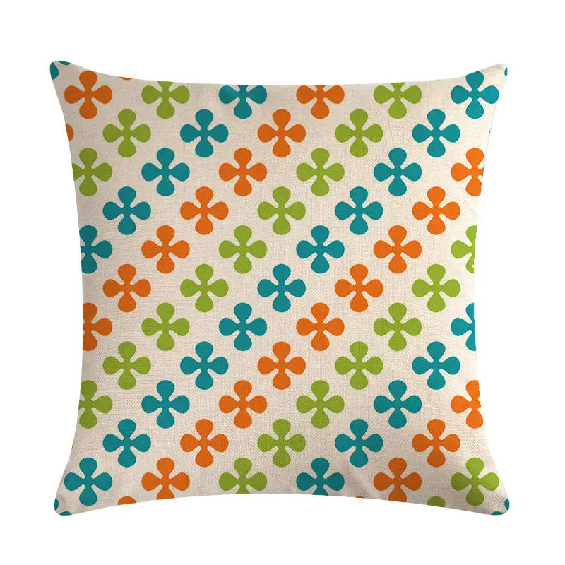 45cm*45cm Shape geometry of coloured four leaf clovelinen/cotton throw pillow covers couch cushion cover home decorative pillows | Дом и сад