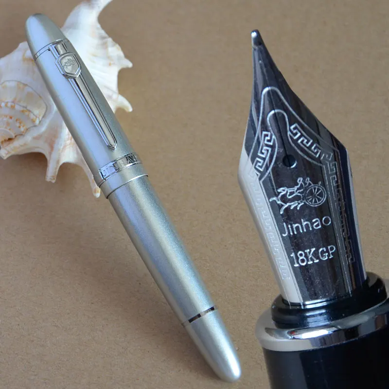 Pen as picture show JINHAO 159 серебряный песок и золотой СРЕДНИЙ перо с широким основанием авторучка зеленый оранжевый белый черный 19 цветов на выбор - Цвет: Pen as picture show