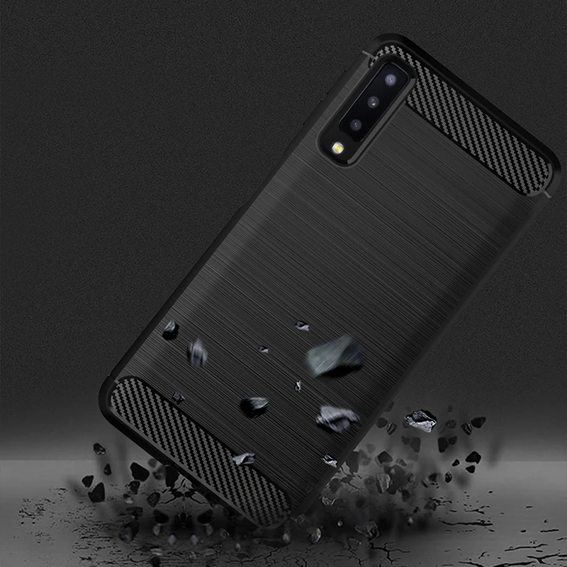 Carbon Fiber Case For Samsung Galaxy A7 2018 A750 Silicone Rugged Armor Soft TPU Cover Coque Cases |