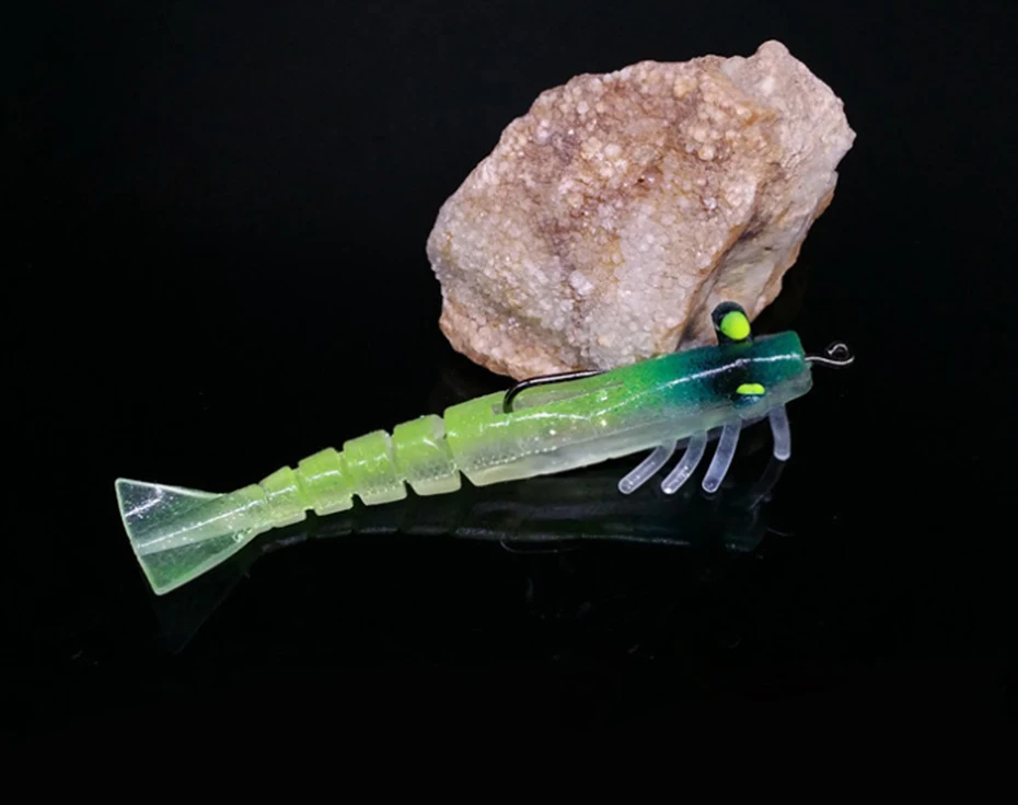 YINGTOUMAN 2PCS/LOT 9.5 cm 10 g Soft Bait Multi-section Shrimp Shape with Crank Hook Beads Fishing Lure Colorful | Спорт и