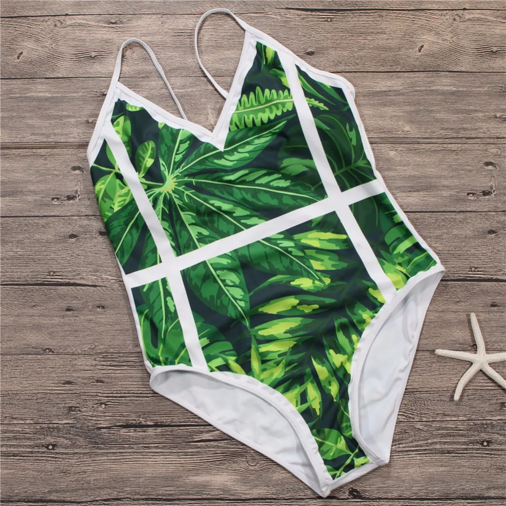 Розовый Ветер 2018 Ретро летний тропический ананас принт цельный купальник