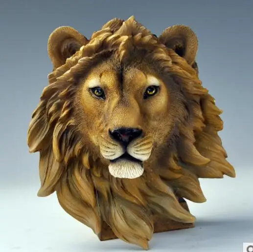 Resin art bar cafe Lion dog head Wolf wave Hang animal heads wall Household creative realistic display decoration statues Home | Дом и сад