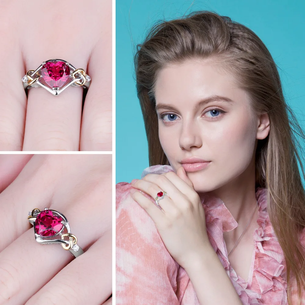 Jewelrypalace Любовь Узел Сердце 2.5ct создан красный рубин Обручение кольцо