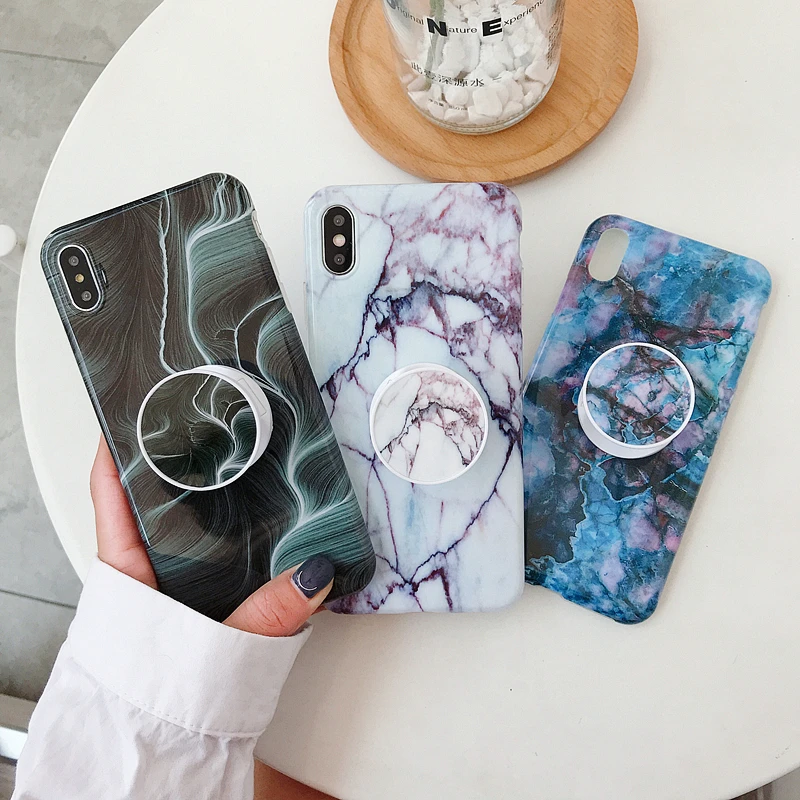 Для IPhone 6 7 8 Plus чехол для 11Pro Max защита от падения ТПУ Гладкий мрамор XS XR кронштейн