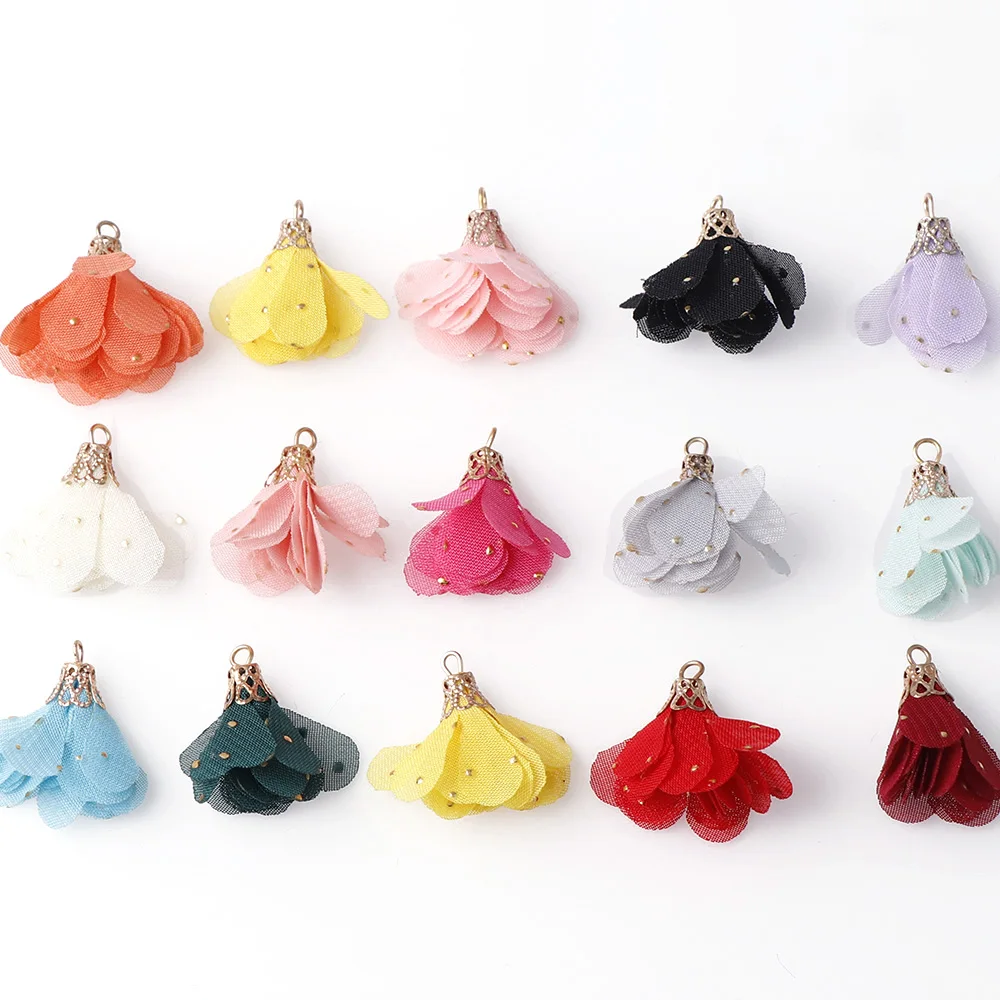 10 шт./компл. цветок Форма ткань Многослойные кисточкой DIY брелок Мобильный