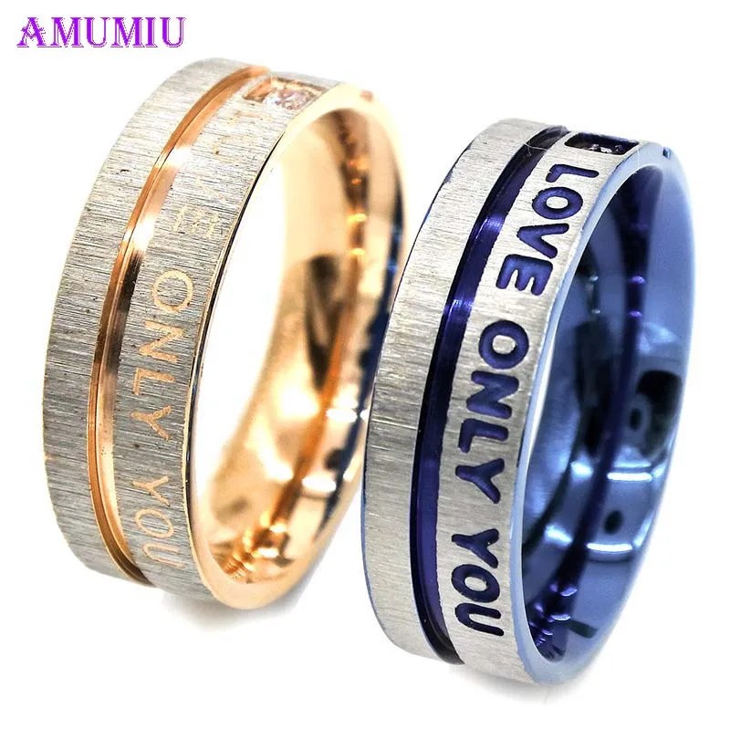 

AMUMIU Titanium steel Ring rings for women wedding rings Men Stainless Steel Rose Gold Male jewelry Exquisite Men anel R006