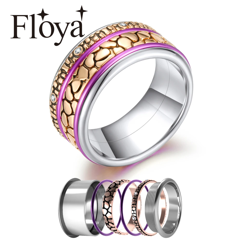 Floya леопардовое стекируемое кольцо для женщин вращающийся браслет из