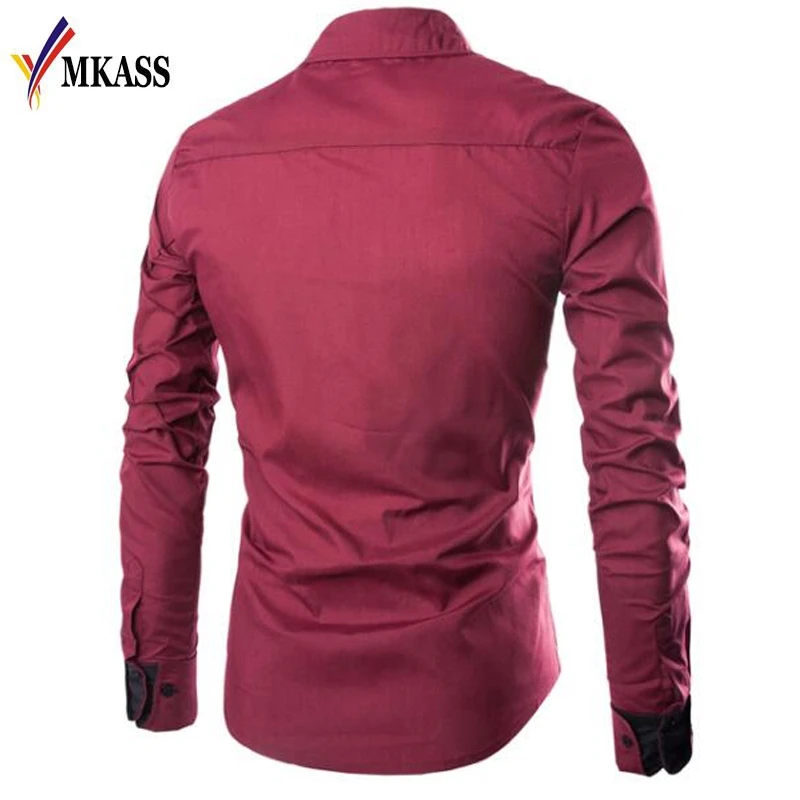 Мужская рубашка с длинным рукавом MKASS черная приталенная большие размеры 3XL 2019 |