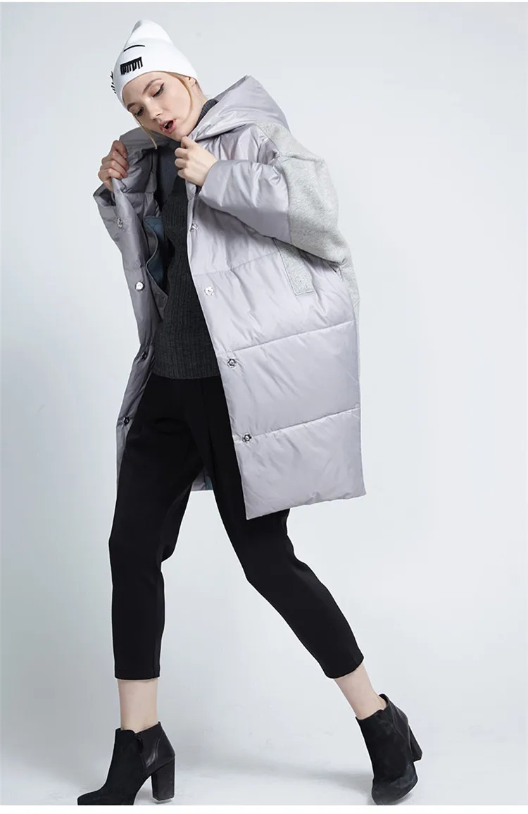 down parkas jackets coat 2016 new european women long sleeve patchwork winter parka womens brand design | Женская одежда