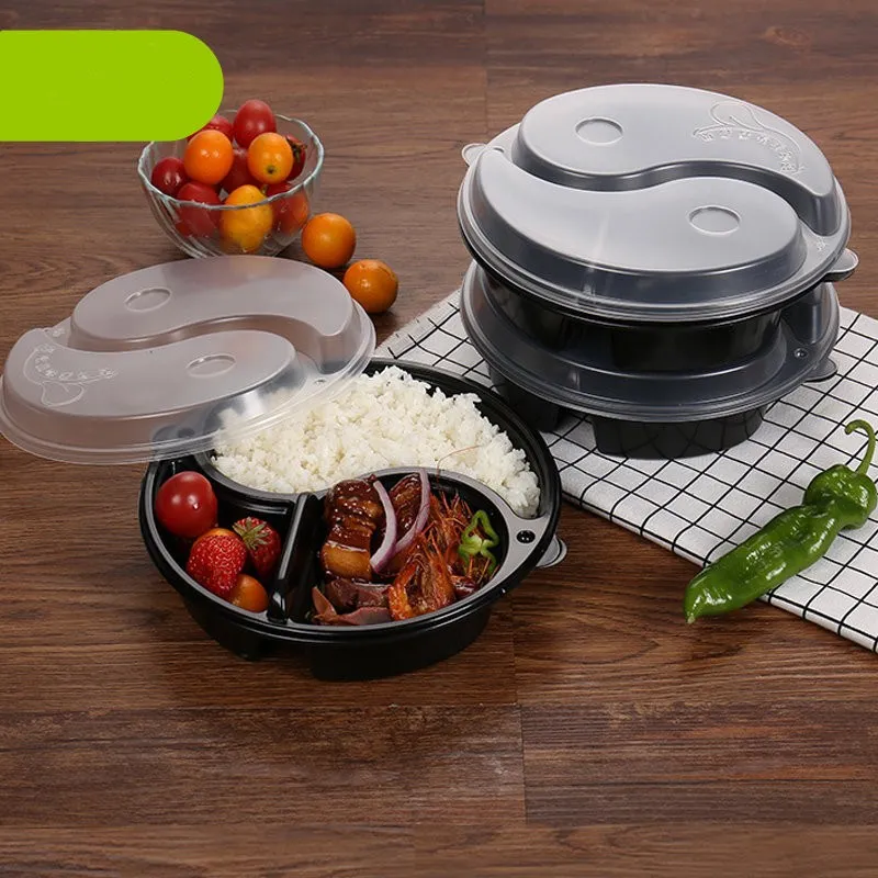 Kкаса 1 шт. круглый 3 отсека одноразовый Ланчбокс Microwavable обеденный контейнер для