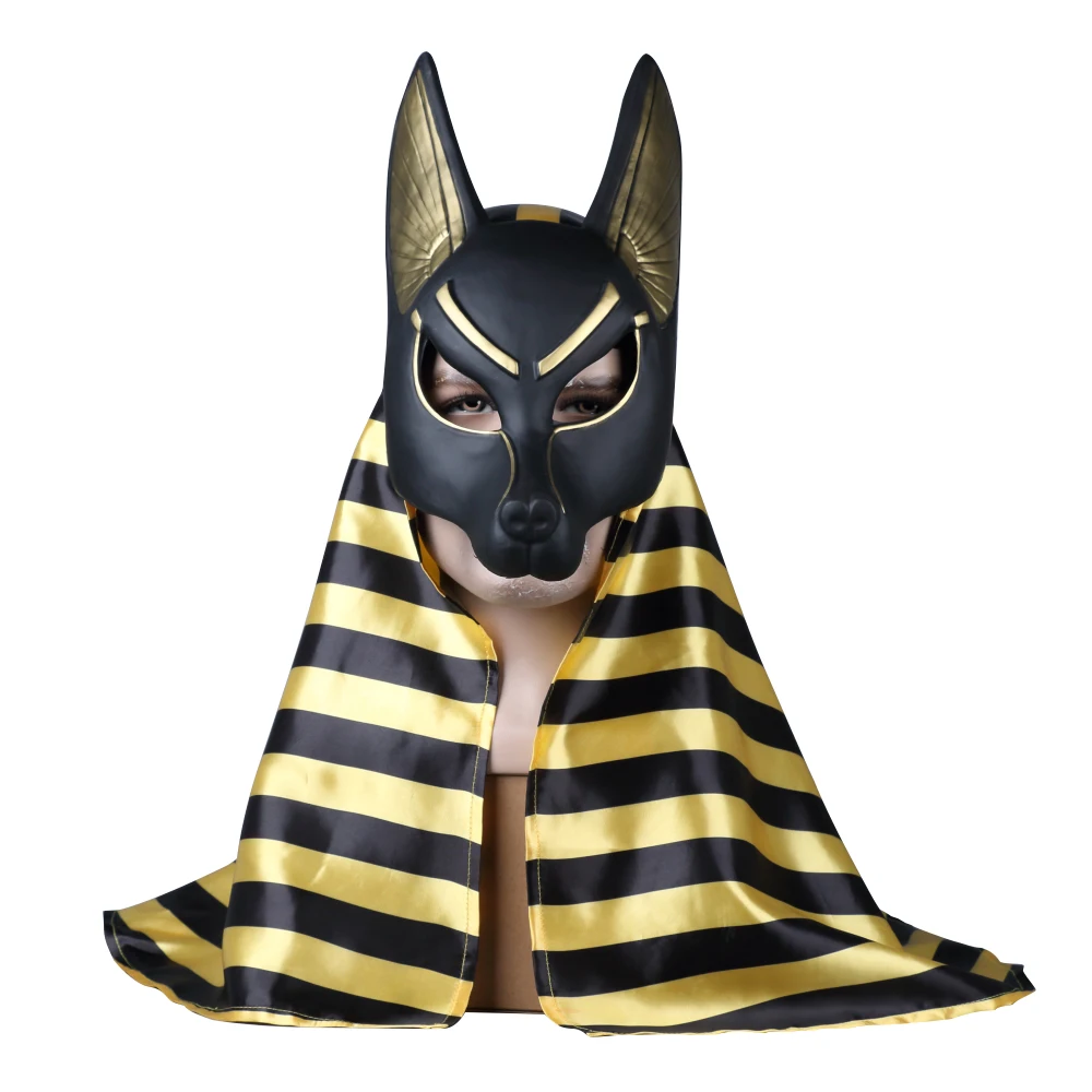 Egyptian Anubis Cosplay Face Mask PVC Canis spp Wolf Head Jackal Animal Masquerade Props Party Halloween Fancy Dress Ball