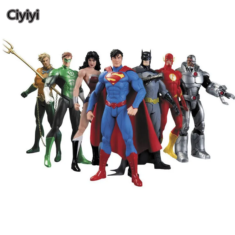 7 шт./лот Лига Справедливости Америки герой дисплей игрушка супер человек летучая
