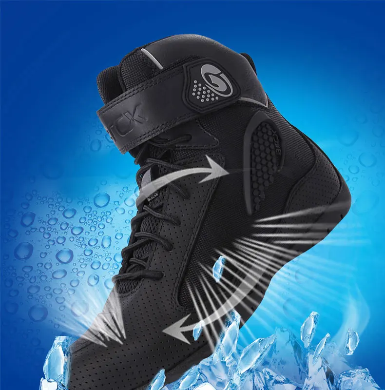 Новое поступление мотоциклетные кожаные Перфорированные дышащие Крутые ботинки