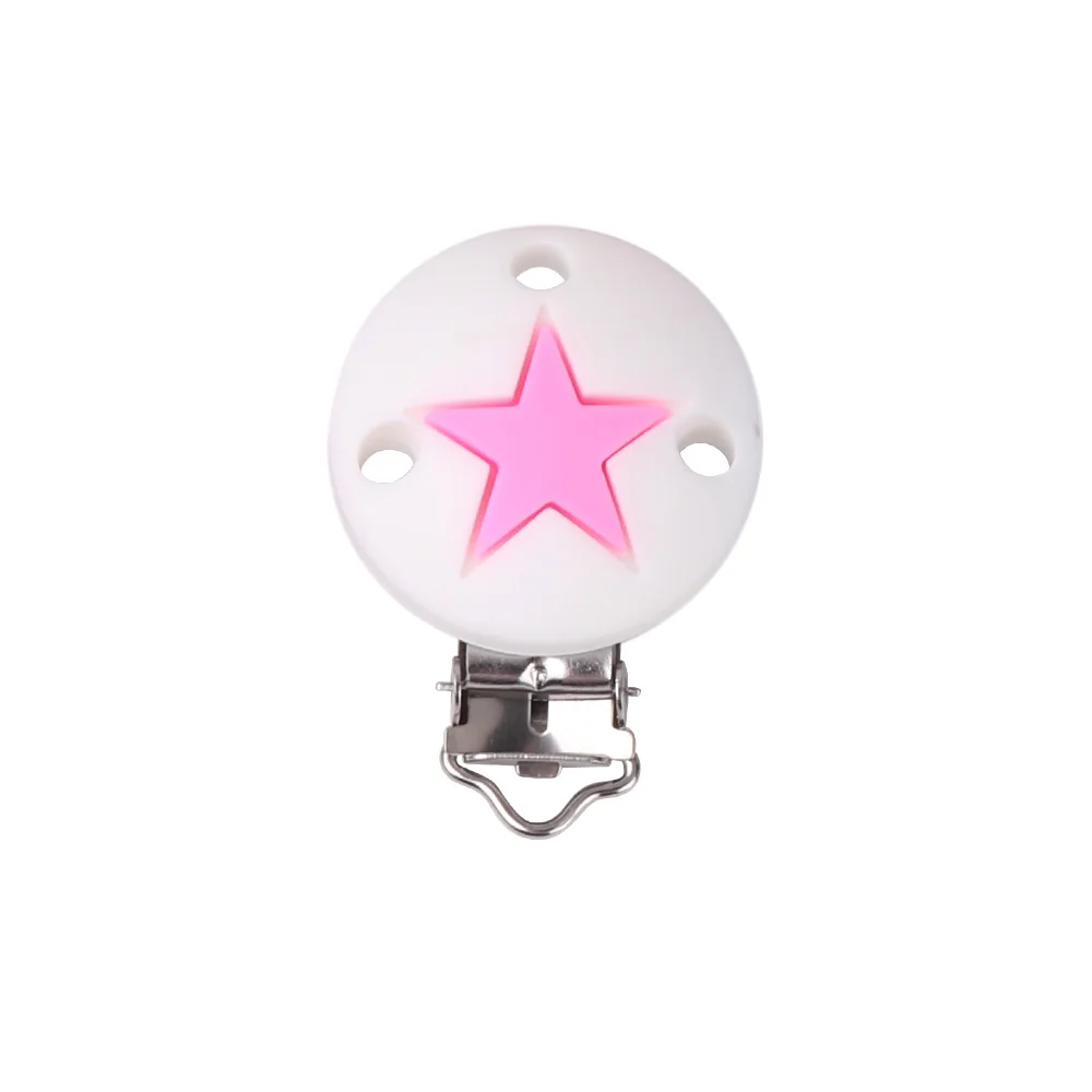 Star-01 TYRY.HU 10pc Pacifier Chain Clip Round Star Crown Heart Food Grade Silicone Clip Baby Teething DIY Pacifier Chain Tool Accessori - Цвет: Star-01