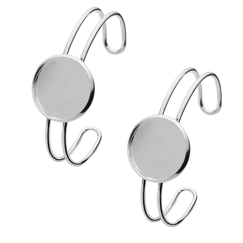 Новый 1 шт./лот 2 размера серебряный цвет круглый браслет базовый пустая основа