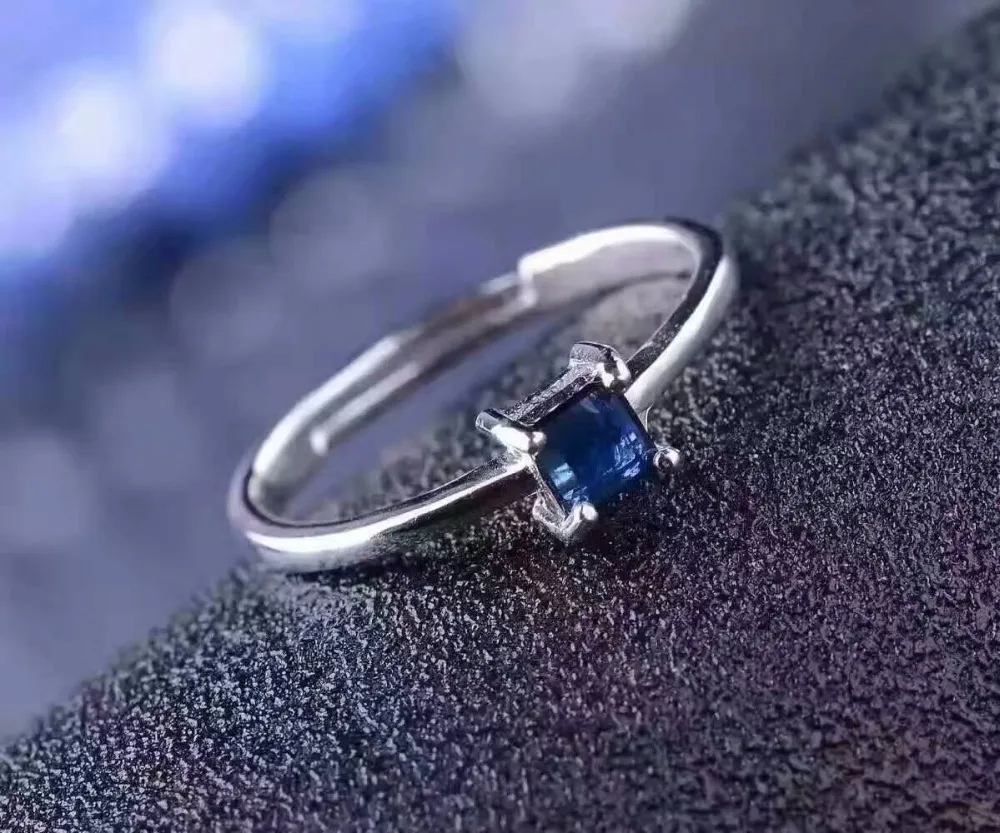 Простой дизайн сапфировое обручальное кольцо 4 мм 0.4ct натуральное сапфировое кольцо из драгоценных камней Твердое Серебро 925 пробы сапфировое обручальное кольцо для девочки