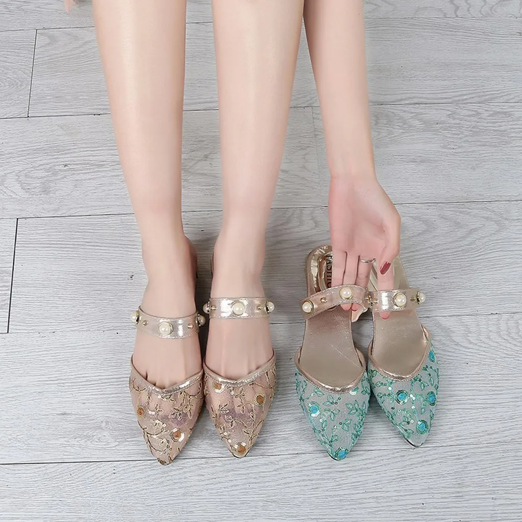 SAGACE/женские летние тапочки с жемчужинами модные шлепанцы летняя повседневная