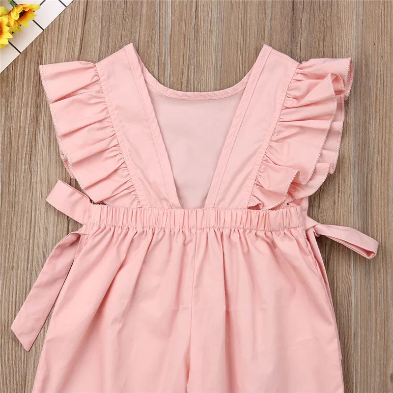 Детский хлопковый комбинезон без рукавов с оборками и открытой спиной|Ромперы| |