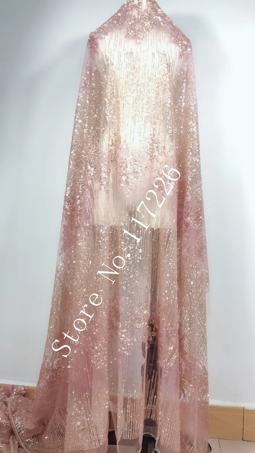 Красивая вышитая сетчатая ткань блестящая французская кружевная с клееным