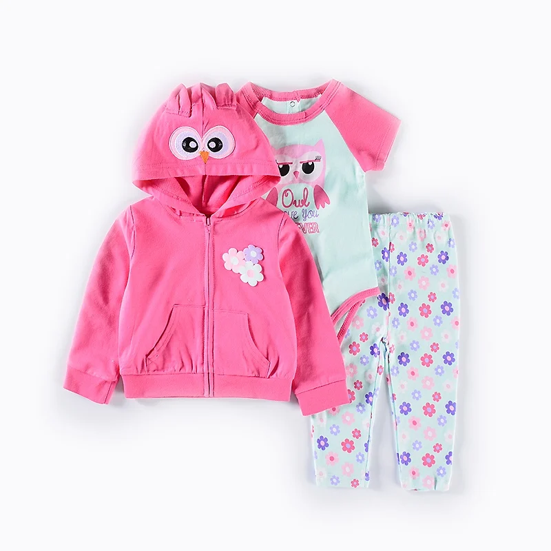 3 предмета детский хлопковый костюм с коротким рукавом и принтом